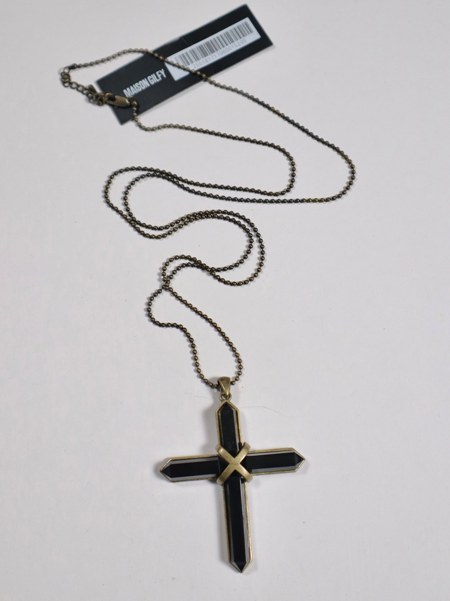 MAISON GILFY Aged Gold Cross Necklace