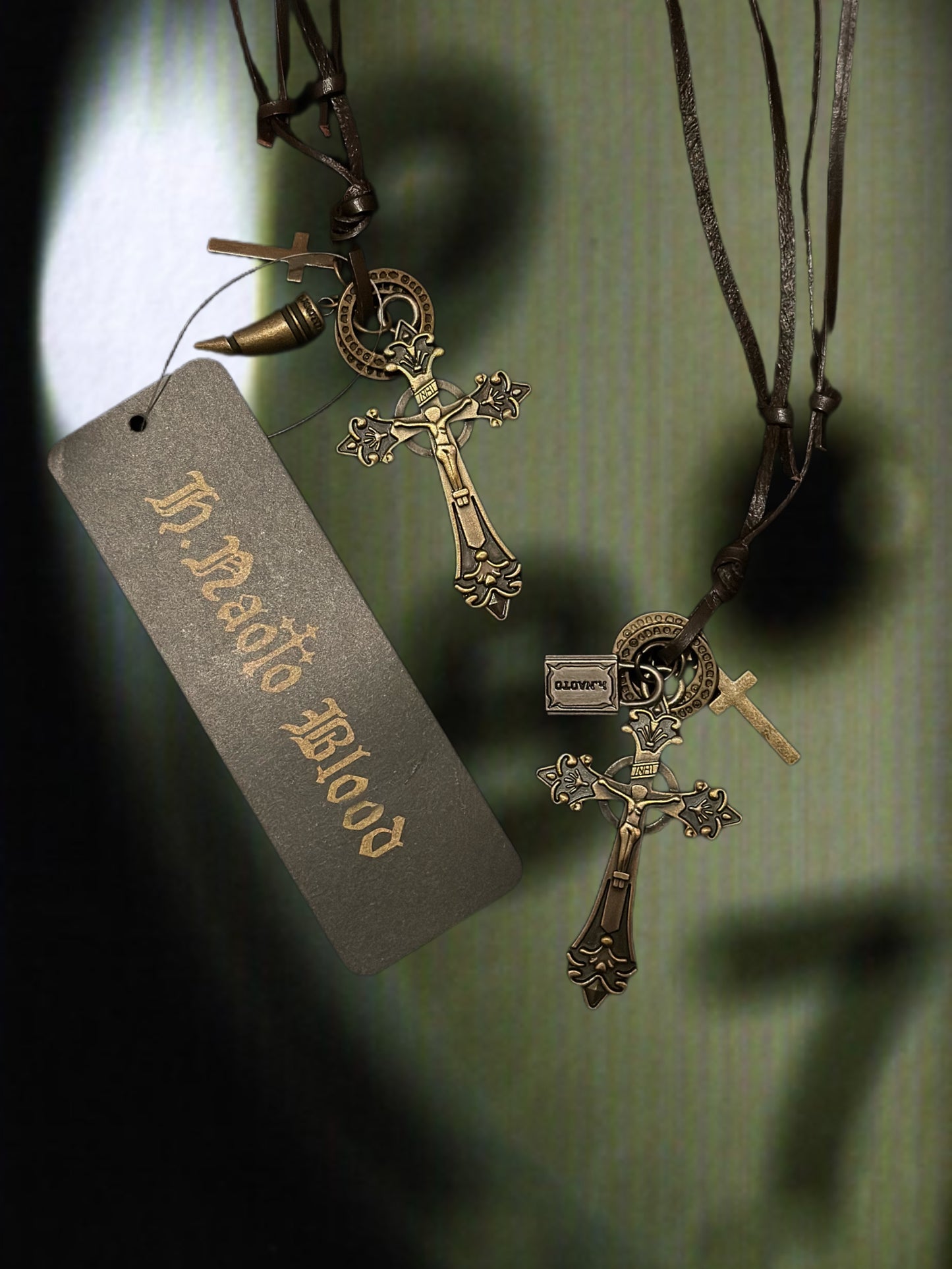 H.NAOTO BLOOD Cross Cord Necklace