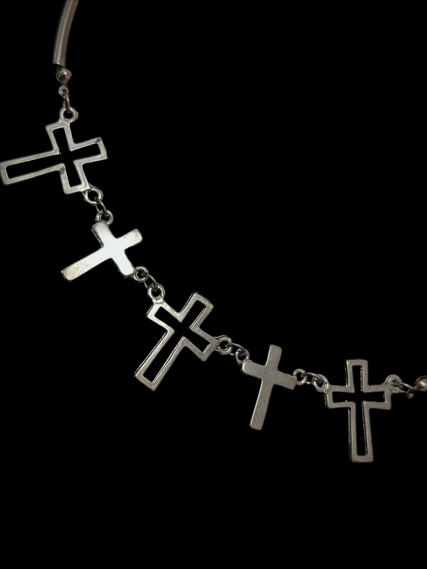 MAISON GILFY Silver Crosses Choker